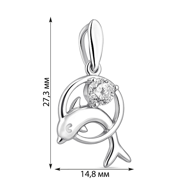 Серебряный подвес Дельфин с одним фианитом (арт. 7503/3940р) – изображение 2
