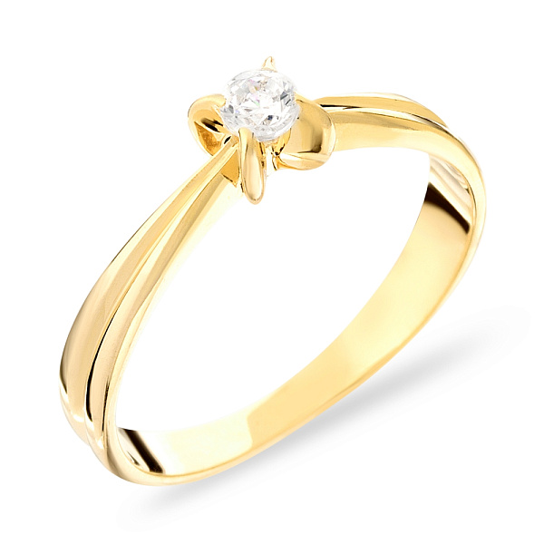 Золотое помолвочное кольцо с фианитом (арт. 140485ж) – изображение 1