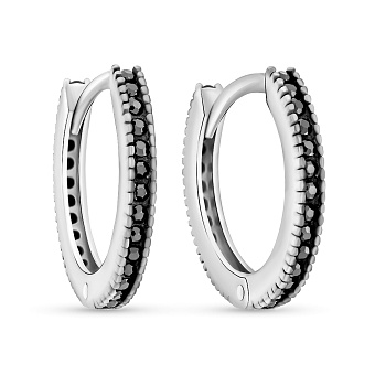 Серебряные серьги-кольца с дорожкой из фианитов (арт. 7502/9254/15ч)