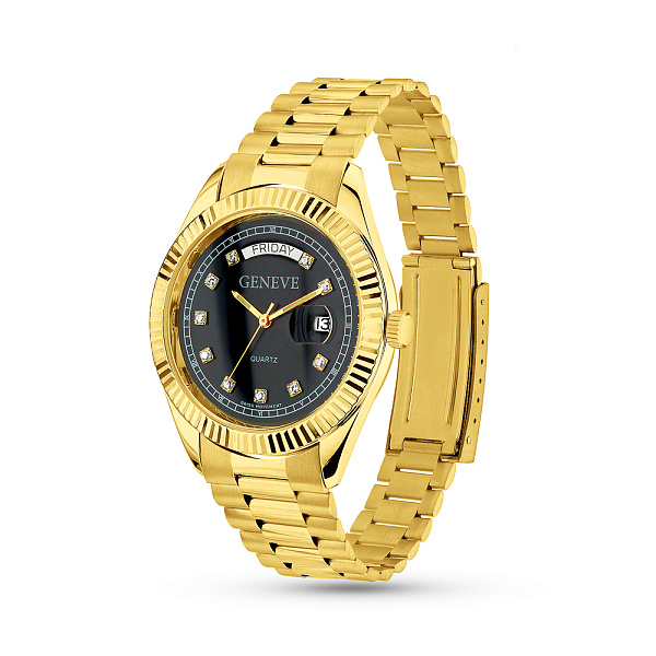 Золотые кварцевые часы с фианитами (арт. 260250жч) – изображение 1