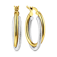 Сережки кільця з жовтого і білого золота (арт. 100488/30жб)