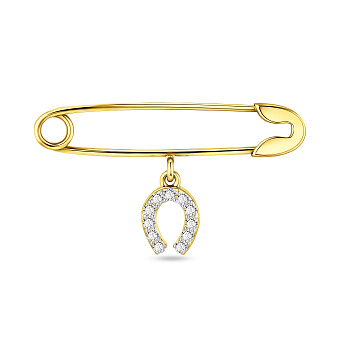 Фото Золотая булавка Подкова с фианитами (арт. 360029ж)