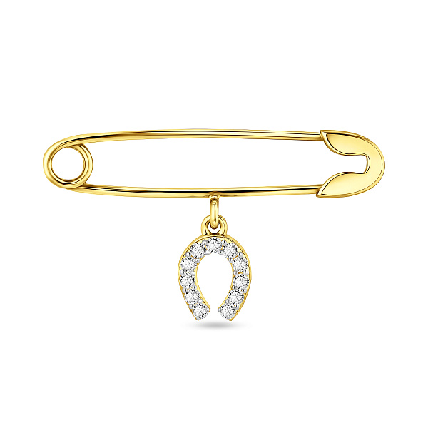 Золотая булавка Подкова с фианитами (арт. 360029ж) – изображение 1
