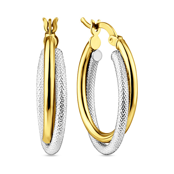 Серьги-кольца из желтого и белого золота (арт. 100488/30жб) – изображение 1