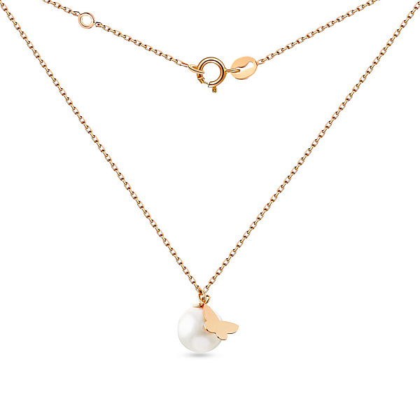 Колье «Бабочка» с жемчугом из красного золота (арт. 351040прлб) – изображение 2