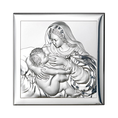 Ікона срібна &quot;Матір з дитиною&quot; (120х120 мм) (арт. 80002.4L)