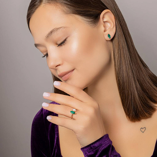 Золоті пусети з кварцом (арт. 111233Пз) – зображення 4