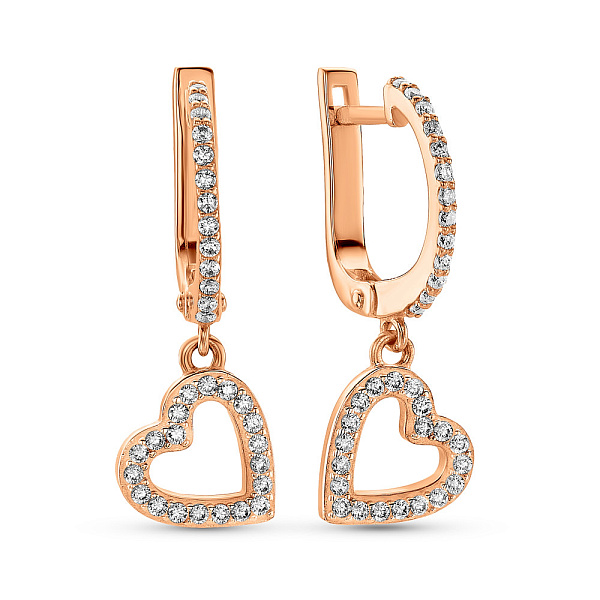Золотые серьги Сердце с фианитами (арт. 2109371101) – изображение 1