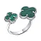 Безразмерное кольцо Клевер из серебра с малахитом (арт. 7501/6521млх) – изображение 1