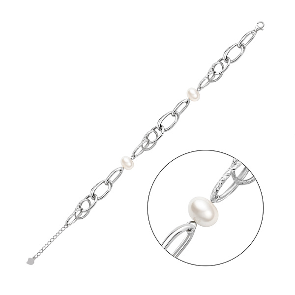 Браслет зі срібла з перлинами (арт. 7509/2187066жб) – зображення 1