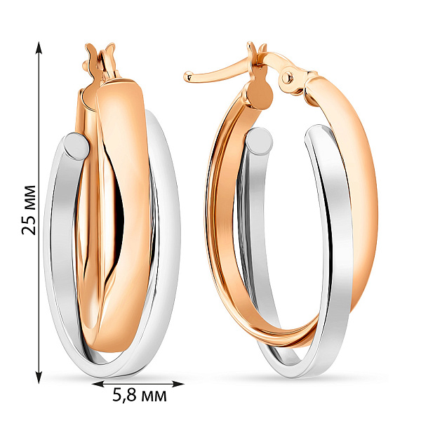 Сережки з червоного та білого золота (арт. 105964/25кб) – зображення 2