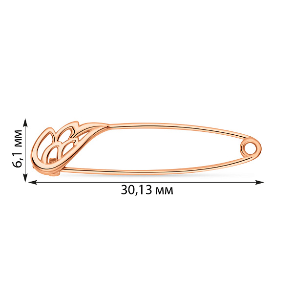 Булавка из красного золота "Крыло" без камней (арт. 280229) – изображение 2