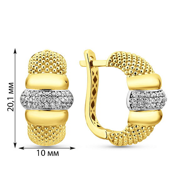 Серьги из желтого золота с фианитами (арт. 1092016ж) – изображение 5