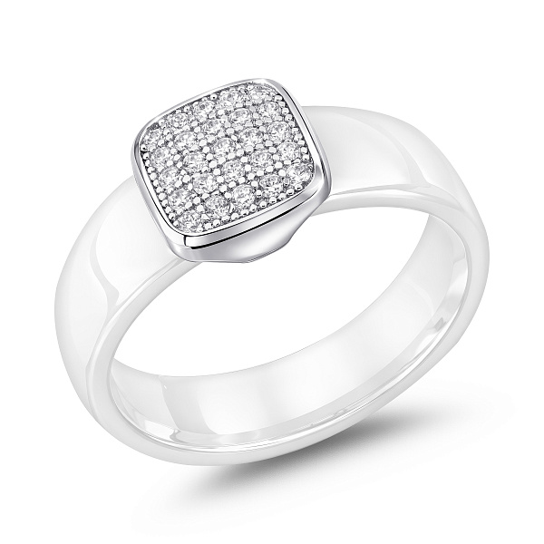 Керамическое кольцо с серебряными вставками (арт. 7501/1579343кмб) – изображение 1