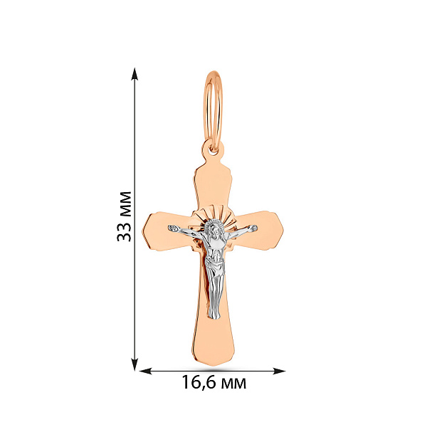 Крестик из красного и белого золота (арт. 514502) – изображение 4