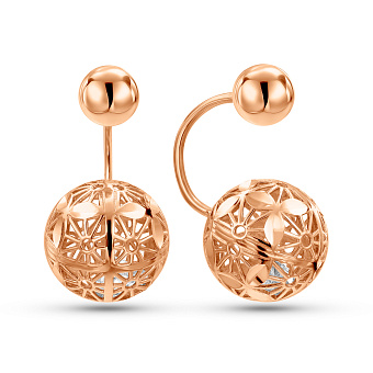 Золотые серьги-джекеты с фианитами (арт. 1101250а)