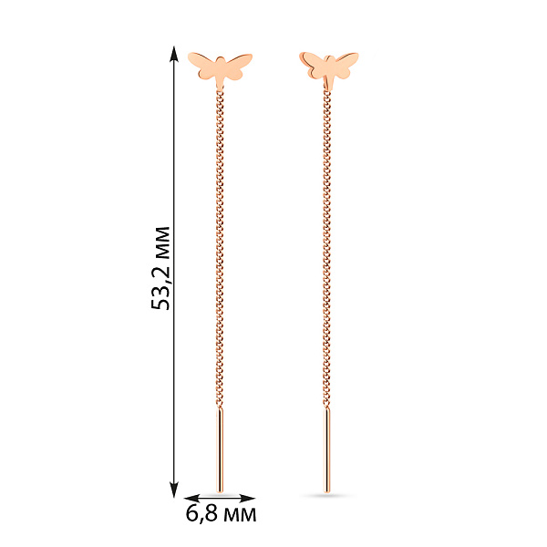 Золоті сережки-протяжки Бабка (арт. 1091112) – зображення 3