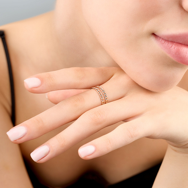 Двойное золотое кольцо "Звенья" без камней (арт. 140952) – изображение 2