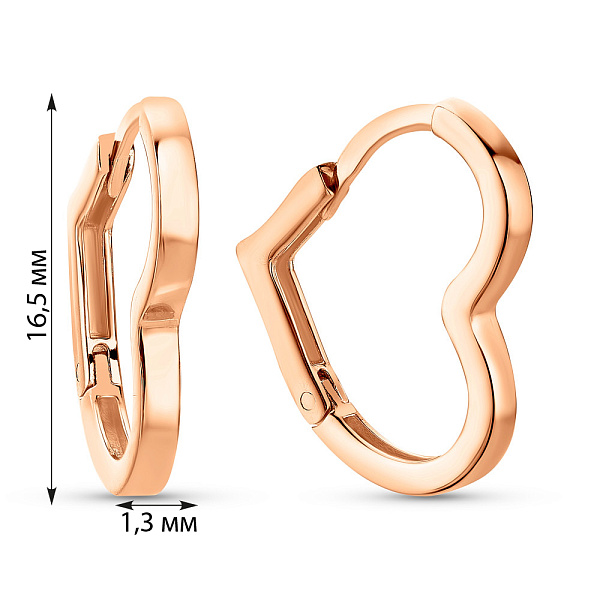 Золотые серьги «Сердечки» (арт. 109688) – изображение 4