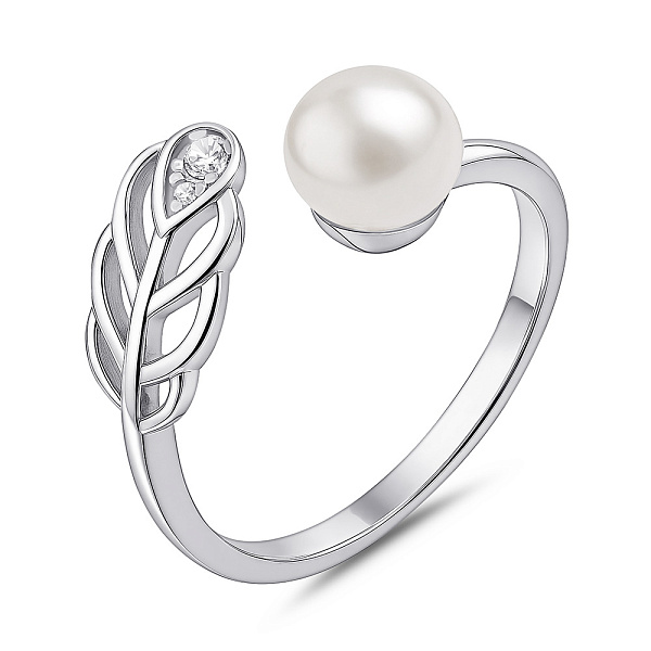 Серебряное кольцо Веточка с жемчугом (арт. 7501/8230жб) – изображение 1