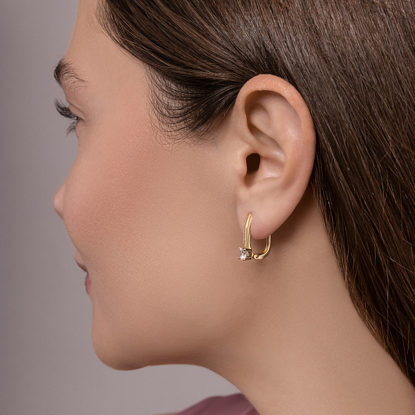 Серьги из желтого золота с фианитами (арт. 111097ж) – изображение 3