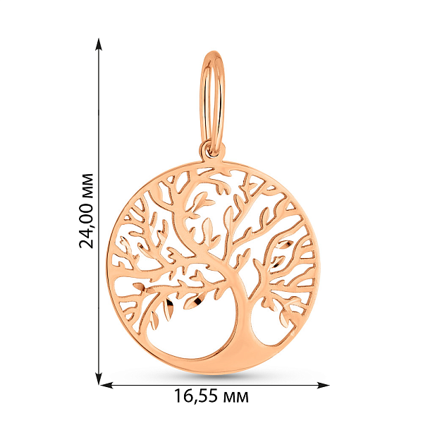 Золотий кулон Дерево життя без каміння (арт. 440897а) – зображення 3