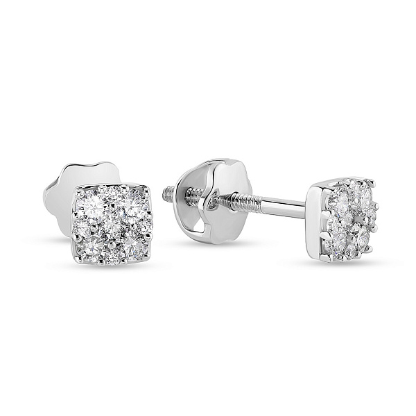 Пусеты из белого золота с бриллиантами (арт. С341268020б) – изображение 1