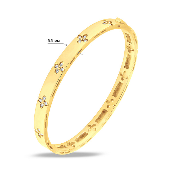 Жесткий браслет из желтого золота с фианитами (арт. 326343ж) – изображение 2