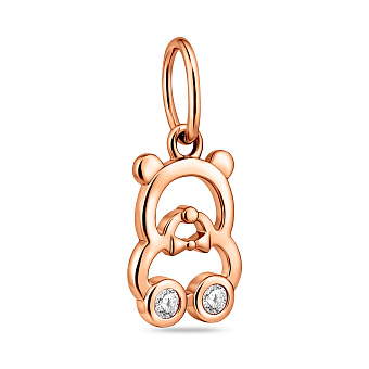 Фото Підвіска з червоного золота Ведмедик з фіанітами (арт. 441287)