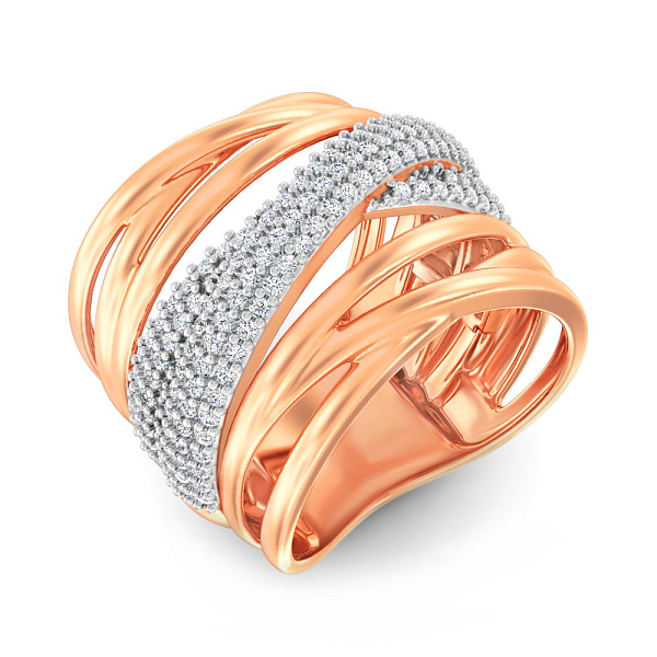 Каблучка з червоного золота з фіанітами (арт. 1401003) – зображення 1