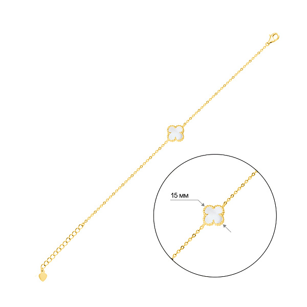 Серебряный браслет с желтом родированием с перламутром (арт. 7509/933/15жп) – изображение 2