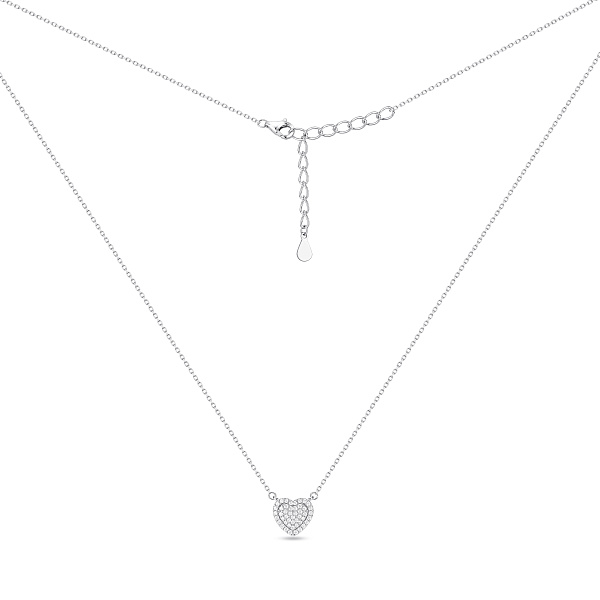 Серебряное колье с подвеской сердечко с фианитами (арт. 7507/2588) – изображение 1