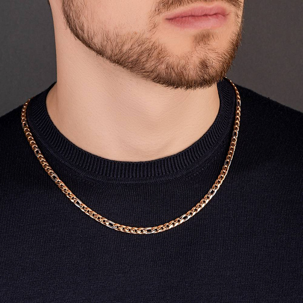 Цепочка из красного и белого золота плетения Панцирное фантазийное (арт. 352454кб) – изображение 3