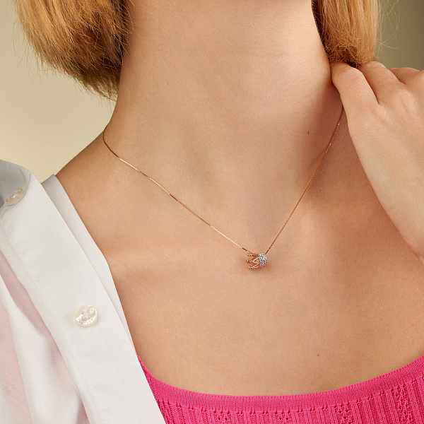 Золотой подвес Корона с фианитами (арт. 440663) – изображение 2