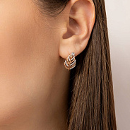 Золотые серьги Листики з фианитами (арт. 111336)