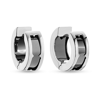 Серьги-кольца из белого золота с ониксом (арт. 104180/15бо)