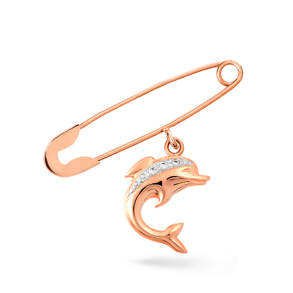 Золотая булавка с подвеской "Дельфин" (арт. 360022) – изображение 1