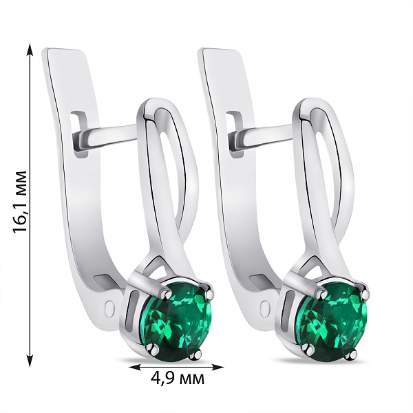 Серебряные серьги с изумрудами (арт. 7502/390Измсп) – изображение 2