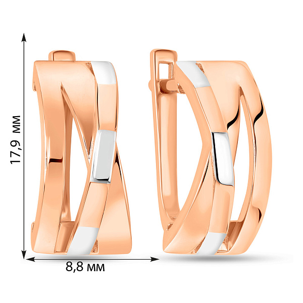 Сережки з червоного і білого золота без каміння (арт. 109268кб) – зображення 2