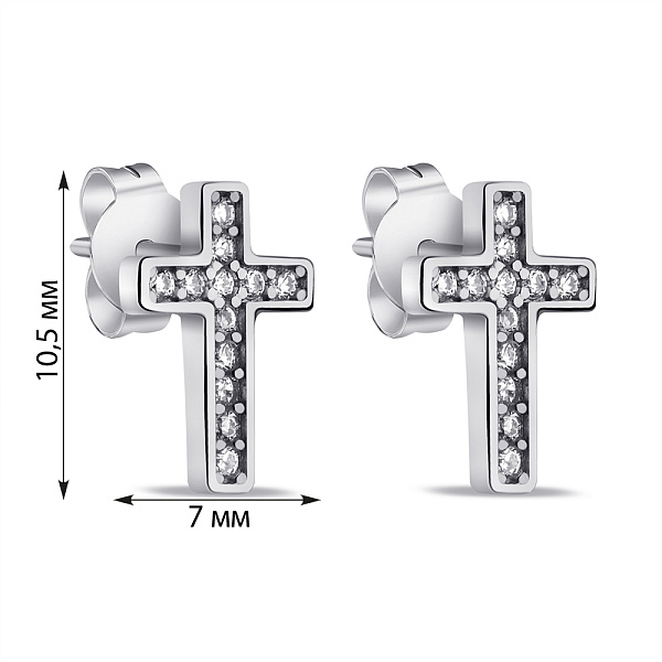 Серебряные серьги Крестики с фианитами (арт. 7518/6318) – изображение 2