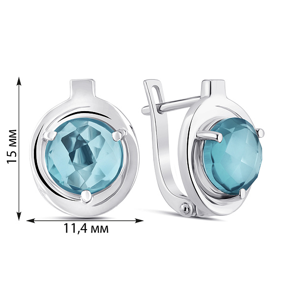 Серебряные серьги с топазом и фианитами (арт. 7502/2049050Пл) – изображение 2