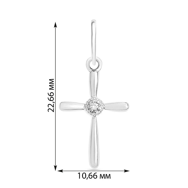 Золотая подвеска-крестик с фианитом (арт. 440457б) – изображение 2