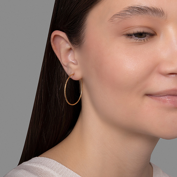 Серьги-кольца из желтого золота (арт. 121903/35ж) – изображение 3