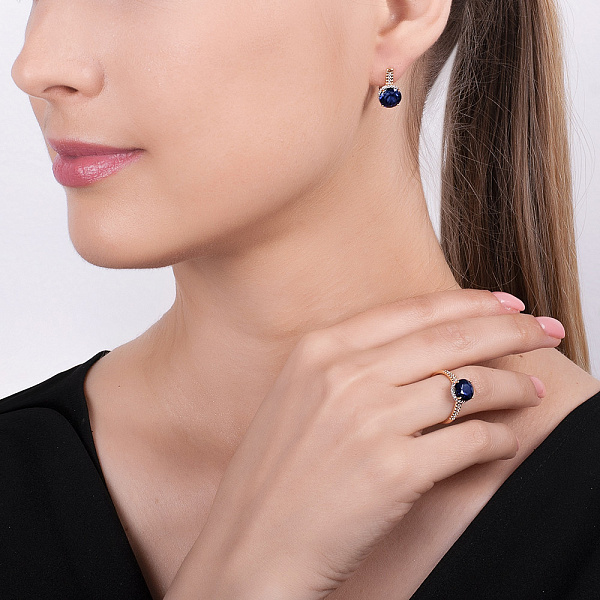 Золотое кольцо с кварцем и фианитами (арт. 141100ПСс) – изображение 2