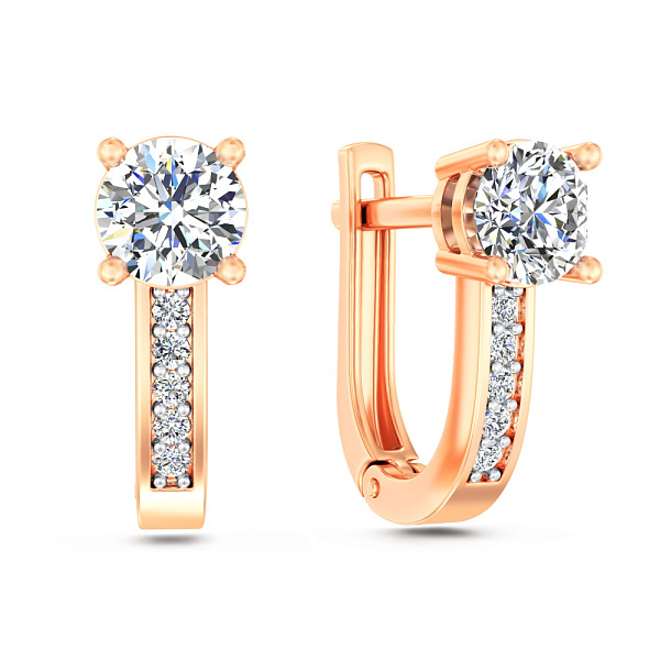 Сережки з червоного золота з фіанітами (арт. 111264) – зображення 1