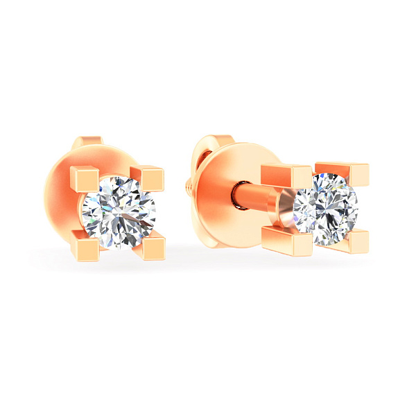 Серьги-пусеты из красного золота с бриллиантами (арт. Т011079015) – изображение 1