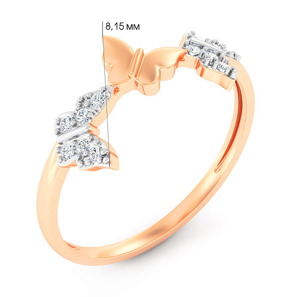 Золотое кольцо Бабочки с фианитами (арт. 141228) – изображение 8