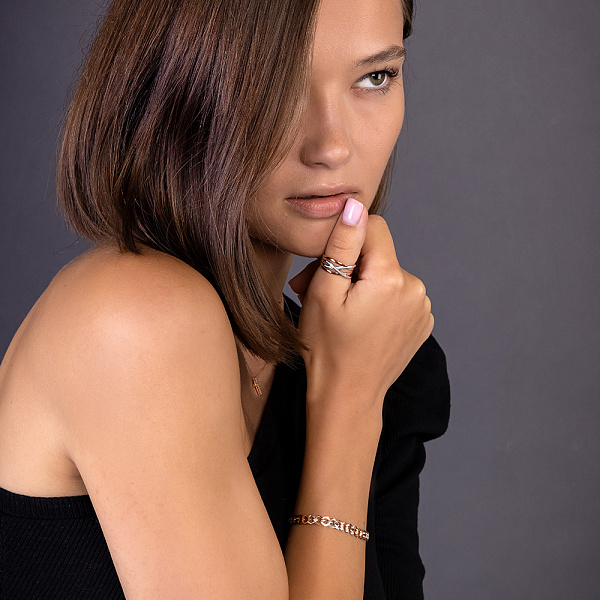 Кольцо Синергия из красного золота с фианитами (арт. 141112) – изображение 2