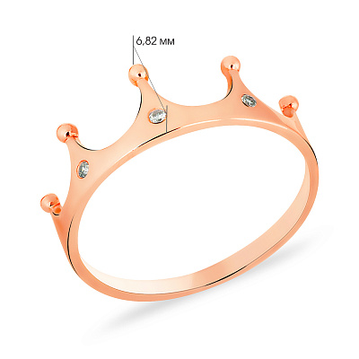 Золотое кольцо «Корона» с фианитами (арт. 140708)