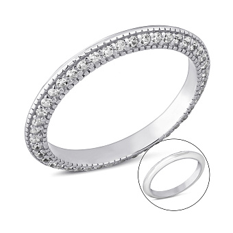 Тонка срібна каблучка зі фіанітами та емаллю (арт. 7501/8369еб)